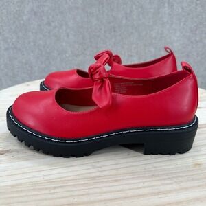 Torrid Red Bow Lug Sole Mary Jane Shoes US 9WW Wide Width